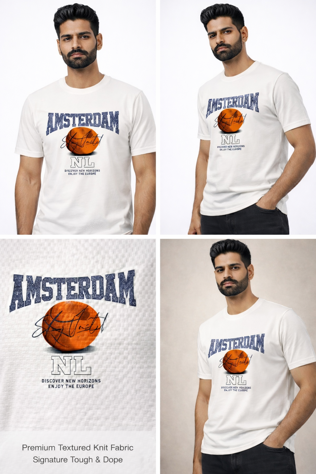 Tough & Dope Amsterdam Graphic T-Shirt for Men | Premium Textured Knit | Athletic Fit | Half Sleeve
